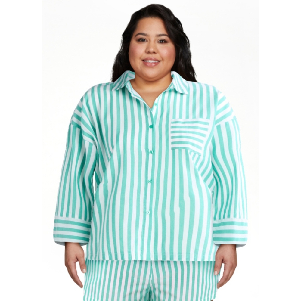 U R Cute 🥰 PJ Set Boxer Shorts w/ POCKETS & Full Button Down Shirt Pajamas - Picture 10 of 14